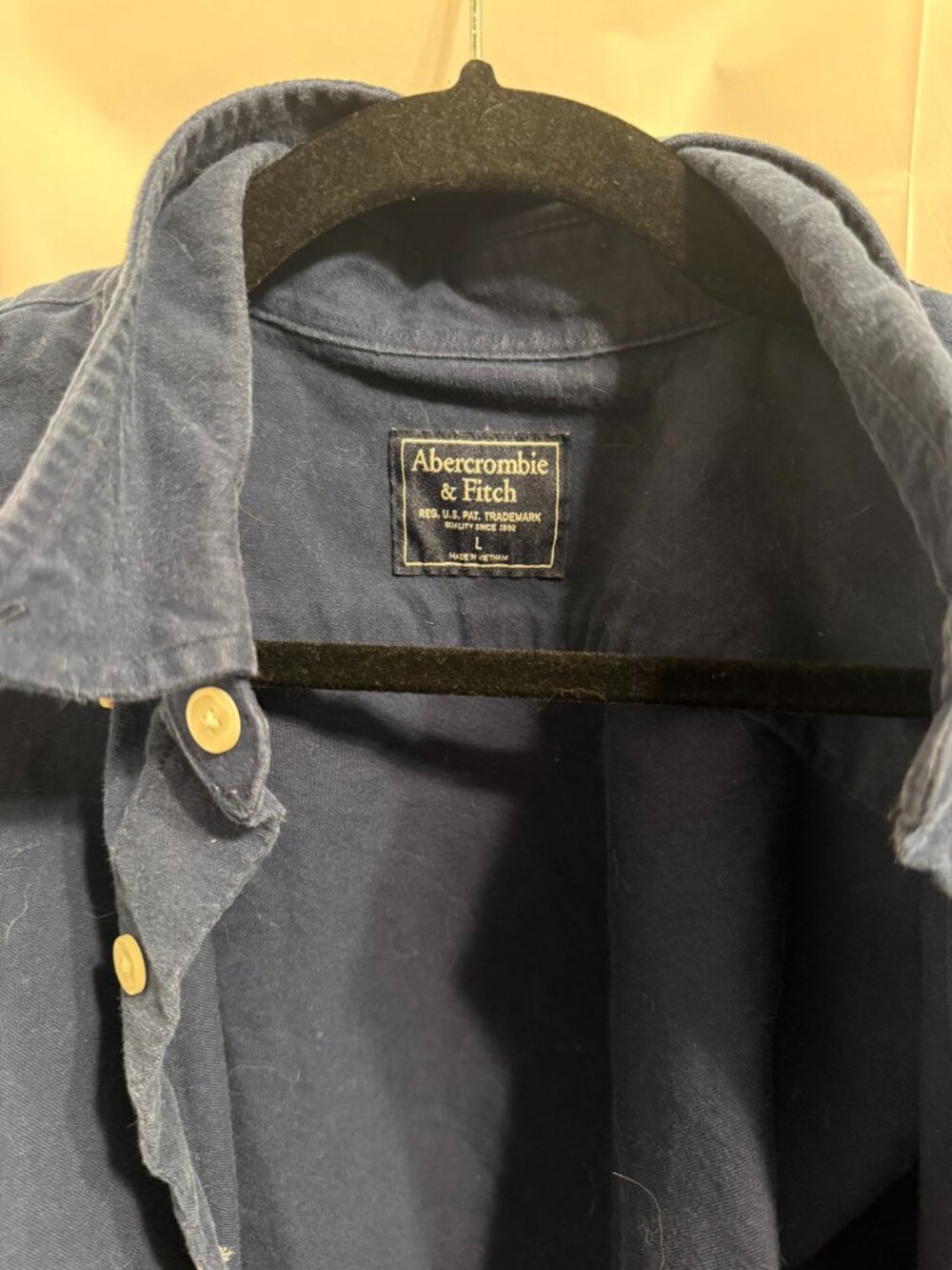 Abercrombie & Fitch Mens Navy Blue Long Sleeve Button Up Shirt Cotton Large - Picture 2 of 3